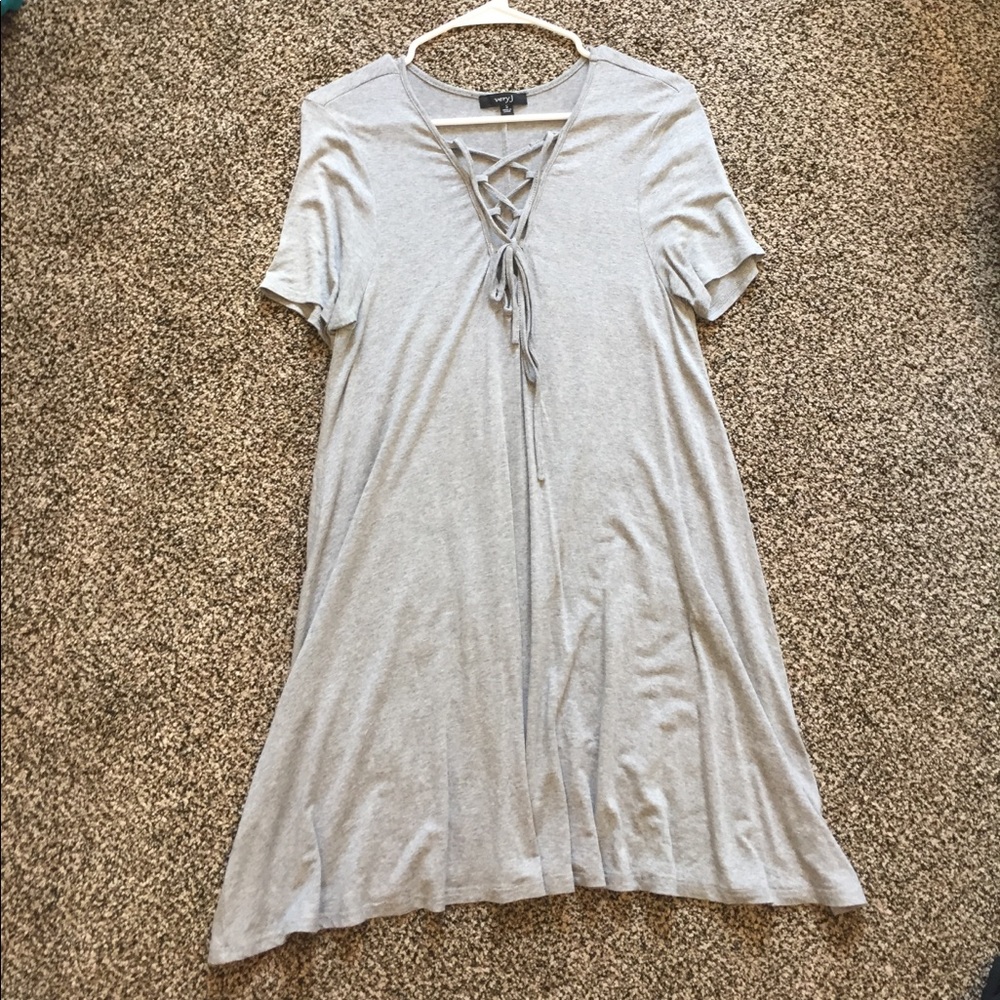 Tie front grey dress